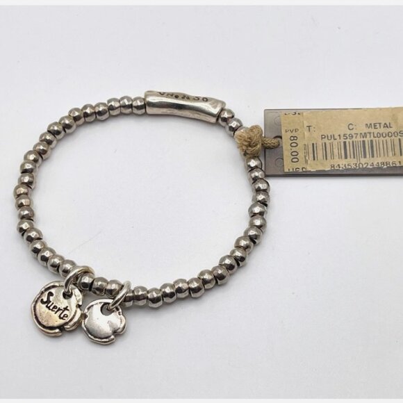 NWT UNO de 50 Bracelet Silver plated Suerte Beaded dangle elastic BOHO Charm S - Picture 5 of 14